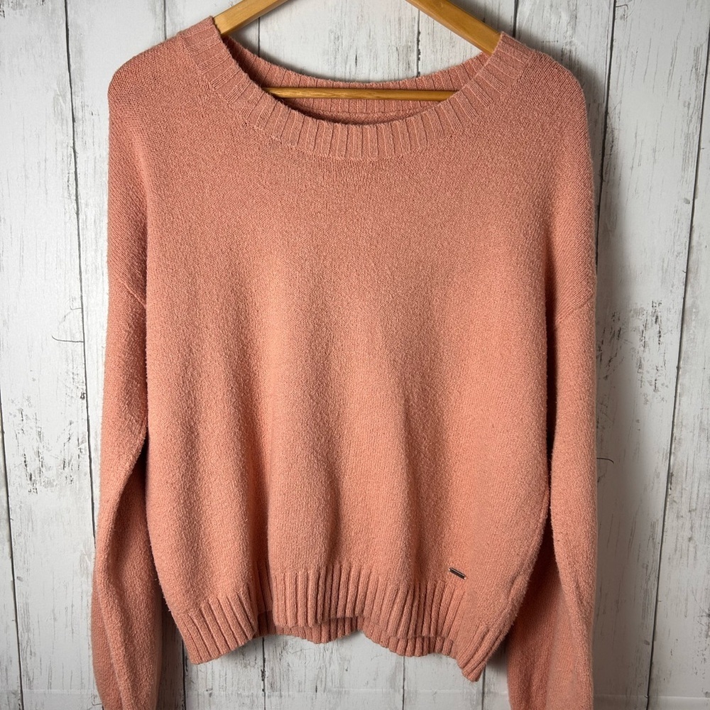 Hollister coral Knit Sweater Women Small Soft Cozy Pullover